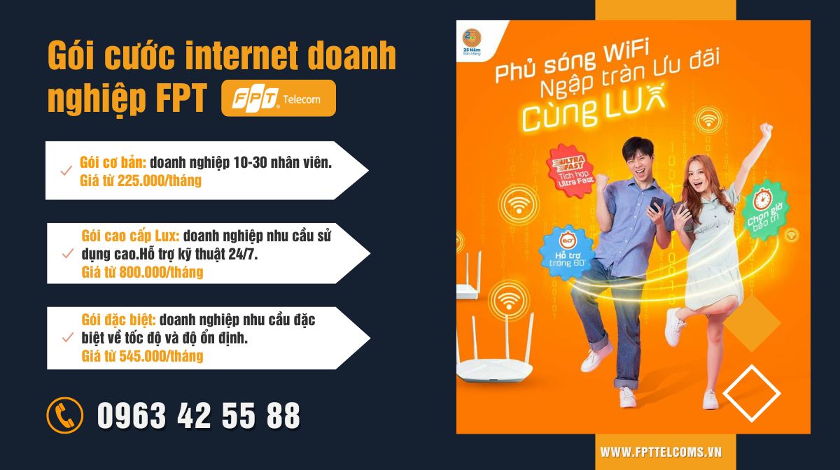 Chi tiết gói cước doanh nghiệp Internet cáp quang FPT