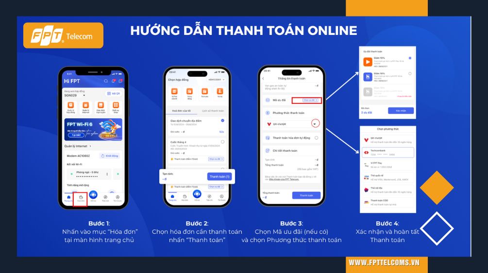 Thanh toán online FPT Internet qua ứng dụng Hi FPT