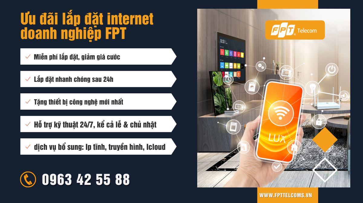 Ưu đãi khi lựa chọn lắp đặt internet cáp quang doanh nghiệp FPT