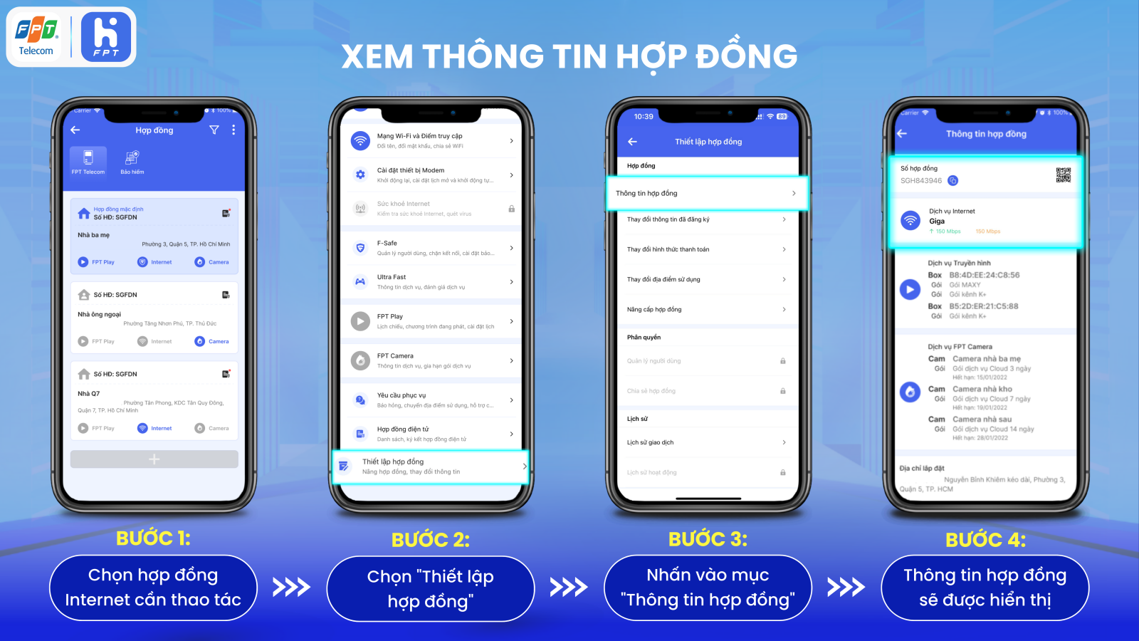 Xem thông tin hợp đồng trên Hi FPT